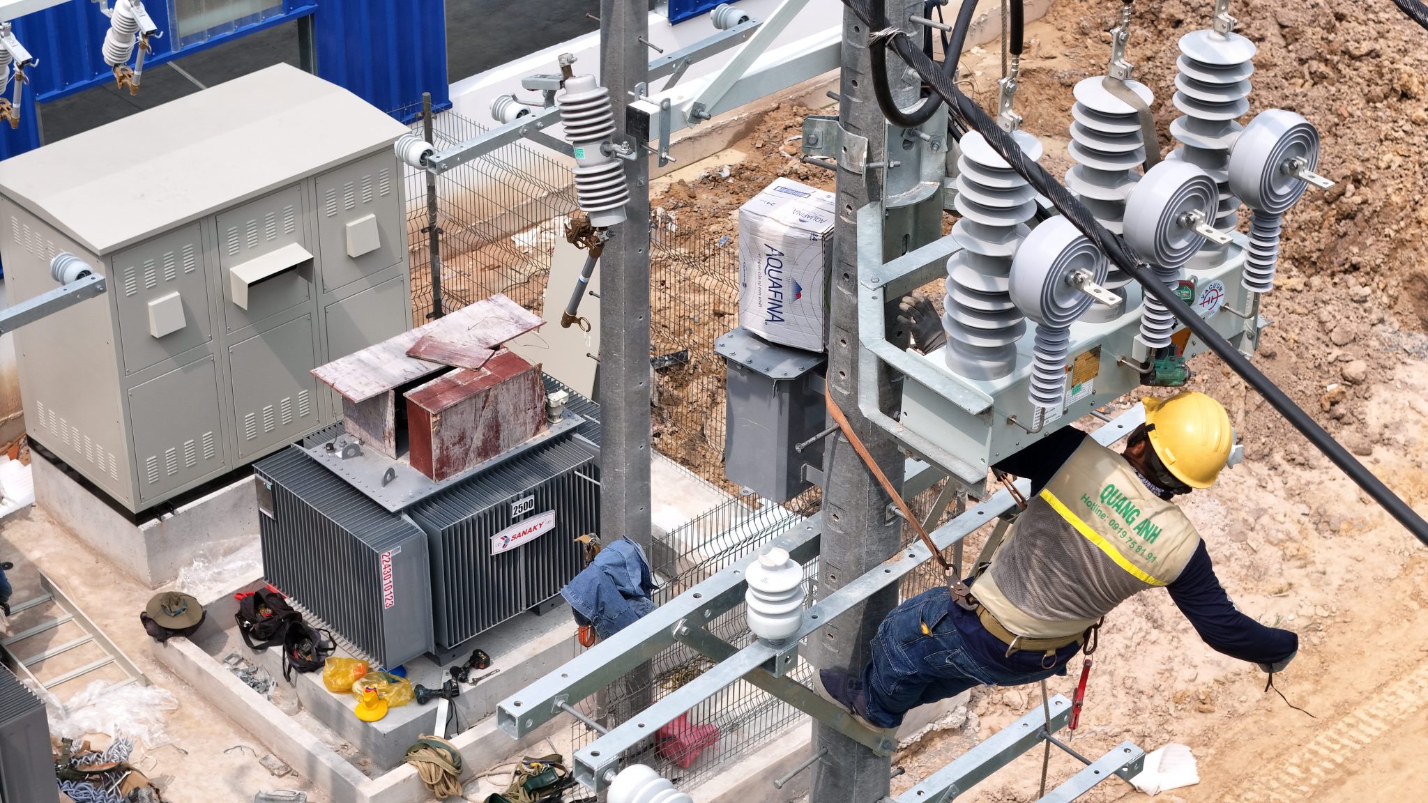A modern electrical transformer station