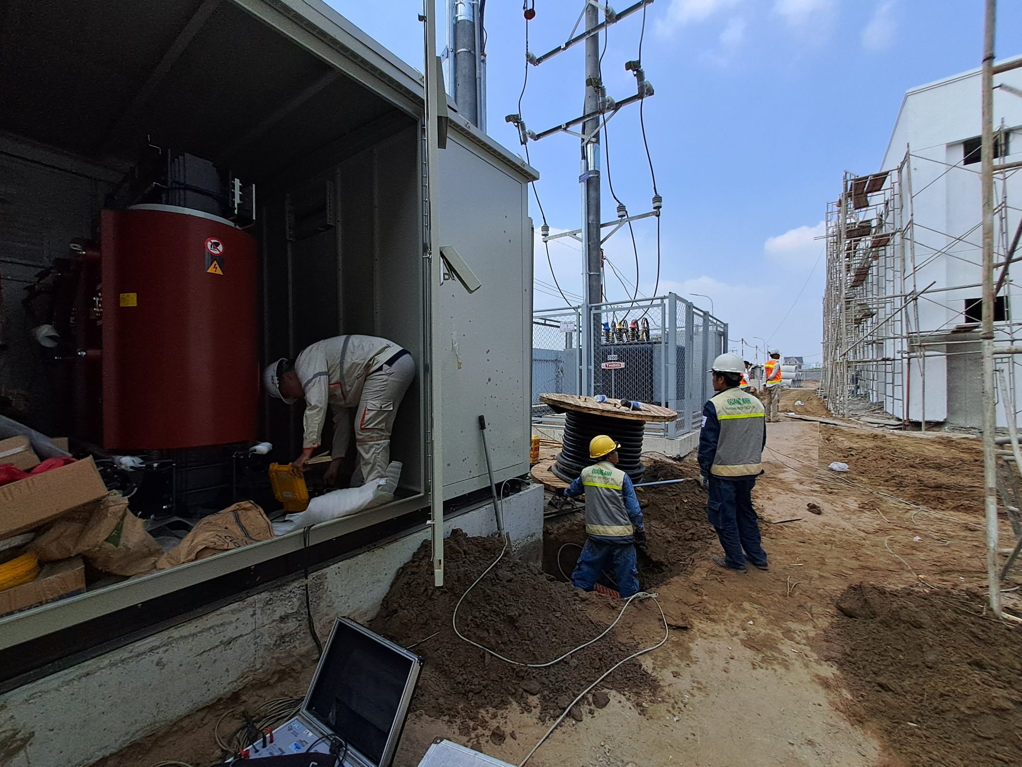 Sơ đồ checklist tiêu chí đánh giá nhà thầu EPC trạm biến áp 3200kVA: khảo sát, hồ sơ pháp lý, phối hợp điện lực, thí nghiệm và đóng điện